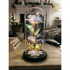 Birthday Gifts for Women Mom, Galaxy Glass Rose in Glass Dome Forever Eternal...