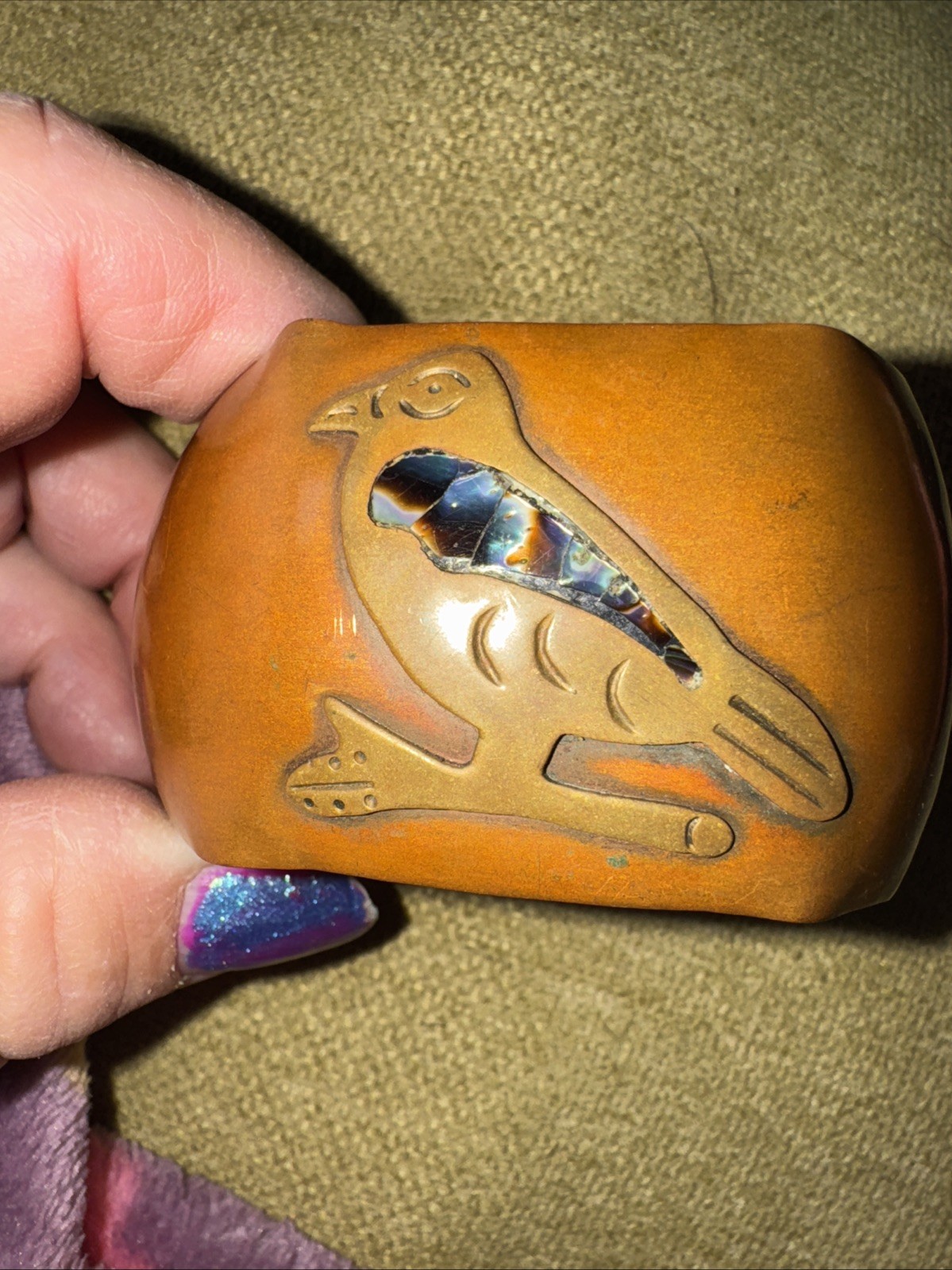 VTG Native American  Wide Solid Copper Cuff Brace… - image 1