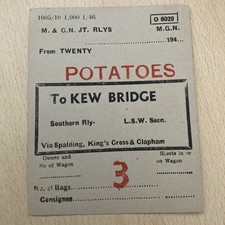 Wagon. Label.    (  from. Twenty. To. Kew. Bridge.   Potatoes.   )
