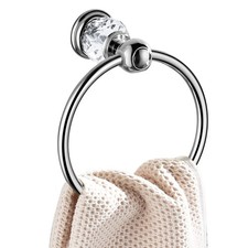 Chrome Towel Ring, Bath Hand Towel Holder Crystal, Silver Towel Rack Wall Mou...