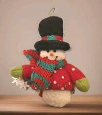 Vintage Christmas Ornament Decoration Frosty Snowman W Snowflakes Handmade