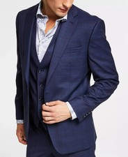  425 Bar III Men's Navy Plaid Slim Fit Wool Blend Suit Jacket 36 S ede0825a