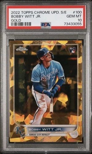 2022 Topps Chrome Update Sapphire Edition Bobby Witt Jr. Gold /50 RC #100 PSA 10