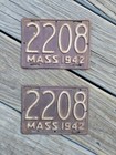 Vintage 1942 Motorcycle Massachusetts License Plates (Pair) — photo 1