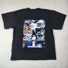 Denver Broncos Carolina Panthers Tshirt 2-Sided Superbowl 50 History 1967'-2016'