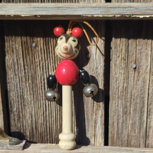 RARE 1930s Walt Disney's Wooden Jointed Mickey Mouse Figurine JAYMAR Unlicensed