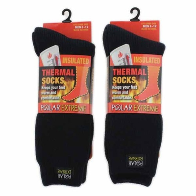 #ad Polar Extreme Men#x27;s Solid Black Thermal Socks 2 Pack $17.99