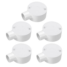 5Pcs PVC Conduit Box Junction Box 1 Way 25mm with Cover M4 Screws
