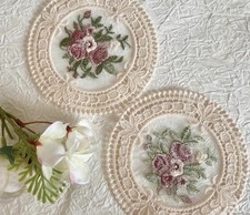 2 vintage style lace doilies table linen furniture decor