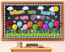 Spring Themed Flowers Bulletin Board Set Decorations for Classroom When We Learn