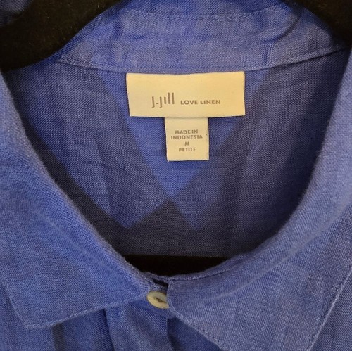J.Jill MP 100% Linen Blue Button Down Shirts - Picture 3 of 8
