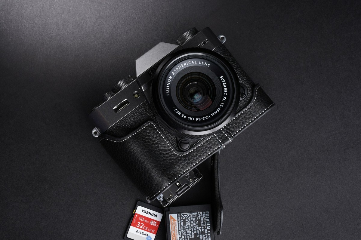 Real Leather Half Camera Case Bag Cover for FUJIFILM X-T30