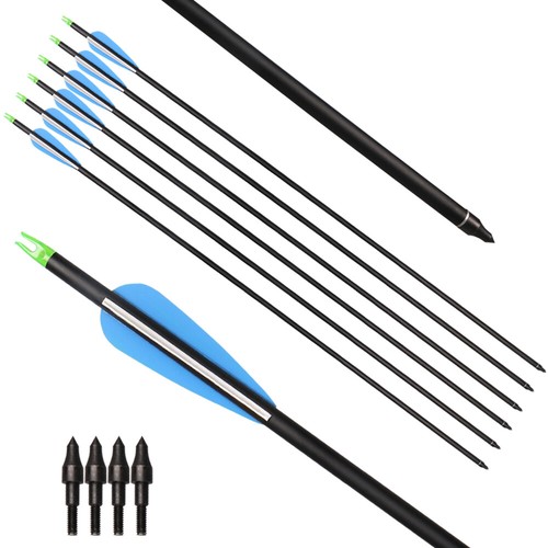 12X Carbon Arrows 30'' SP500 Hunting Arrowheads For Compound Recurve Bow Target - Picture 11 of 19