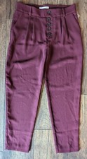 By Anthropologie Women's Career Dress Pants Button Fly Tapered Leg Wine NWT 98