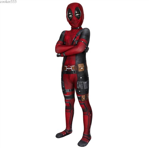 Deadpool Costume Cosplay Halloween Kids Bodysuit Boys Fancy Dress Party Red 2024 - Picture 7 of 18