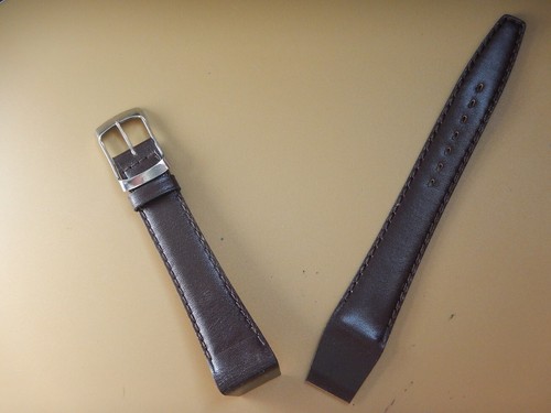 18 mm BRACELET OUVERT COUSU VEAU VÉRITABLE BOX MARRON MAT ANSES FIXES SOUDÉES - Picture 10 of 15