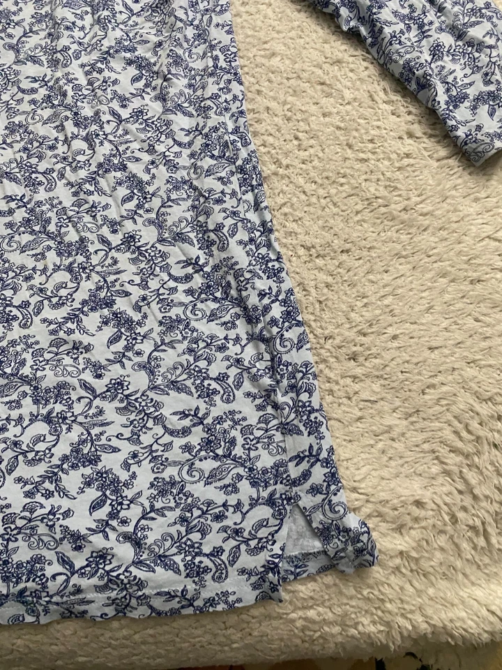 Camisa para dormir Charter Club Intimates para mujer floral manga larga cuello en V azul talla XL Foto 2 de 4