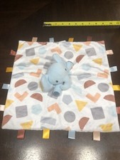 Parents Choice Blue Elephant Baby Lovey Security Blanket Geometric Tags Plush