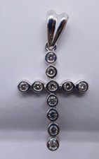 14K White Gold Diamond Cross Pendant Diamond .55 Carat F-SI1/VS2  Value 4,500