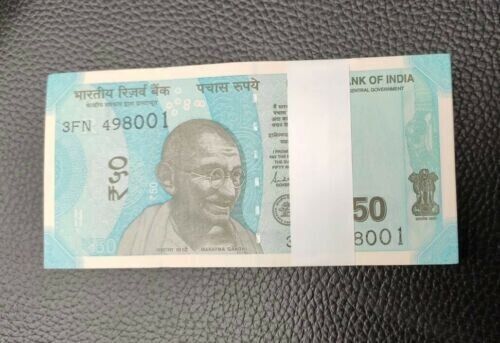 India, 50 Rupees x 50 Pcs, Bundle,New Issue Banknote, UNC - Picture 1 of 2