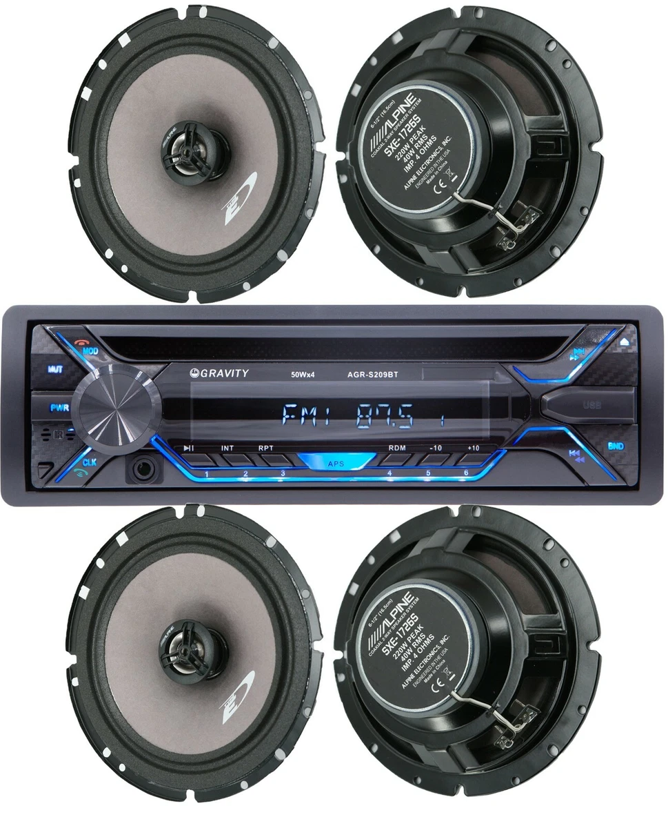 hout Souvenir Overname 4x Alpine 6.5&#034; Car Speakers + 200watts Car Audio CD Receiver Bluetooth  USB, SD | eBay