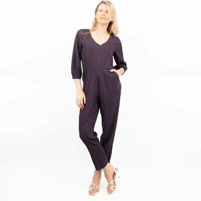 White Stuff Jumpsuit Purple Womens 3/4 Sleeves Lightweight Pockets