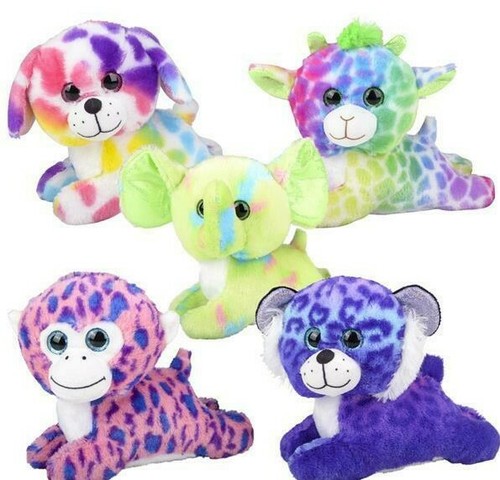 8" Monkey Laying Bright Eyes Plush Stuffed Animal Cute Purple Pink Blue - Picture 2 of 2