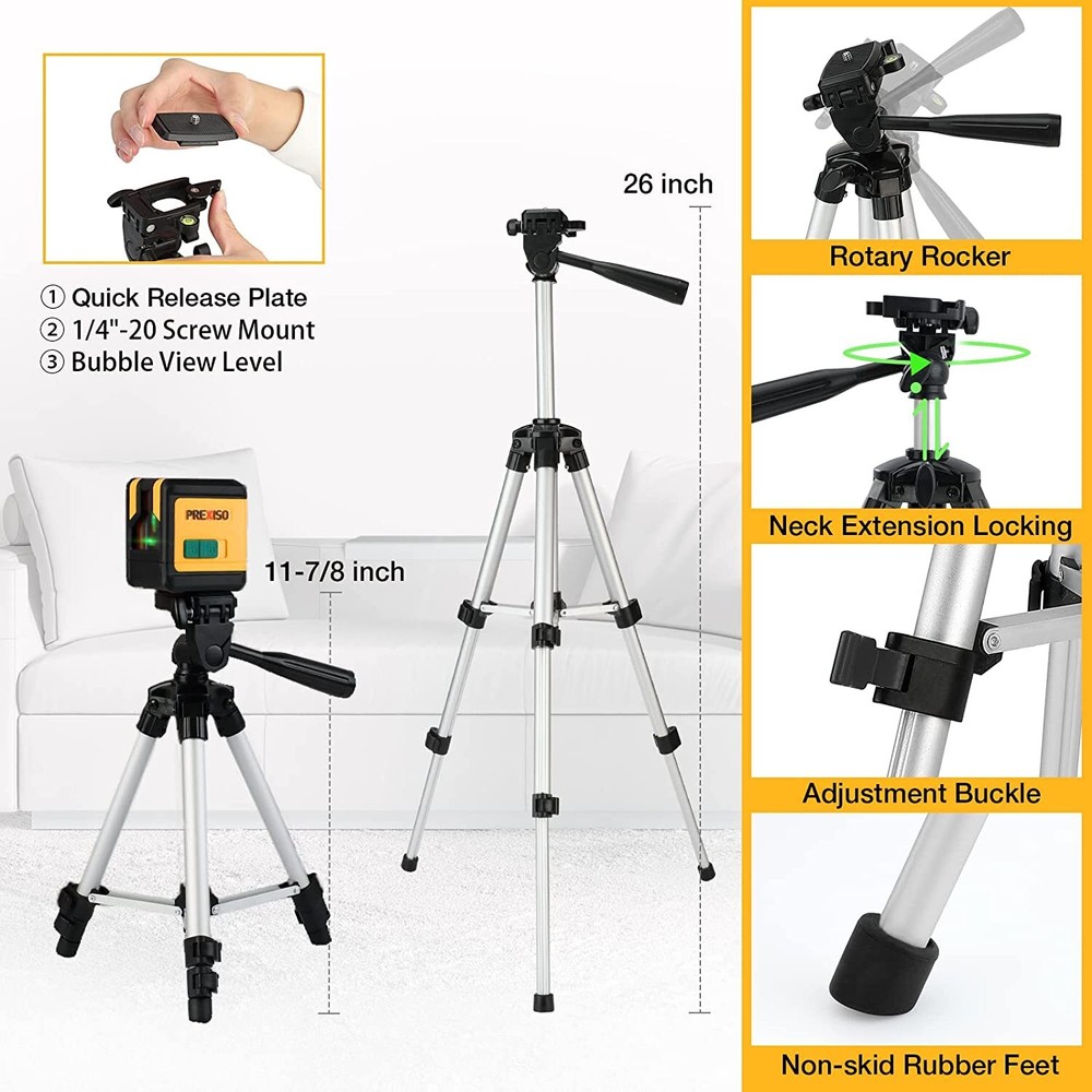 PREXISO 100Ft Self-Leveling Laser Level with Dual Cross Lines and Tripod