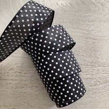 5 yds. BLACK  WHITE POLKA DOT WIRE RIBBON 1 1/2" Wide