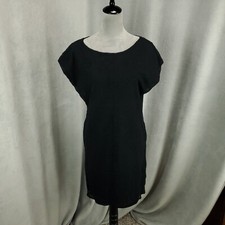 Lauren Ralph Lauren Black Dress Womens M Shift Lined Embroidered Allover