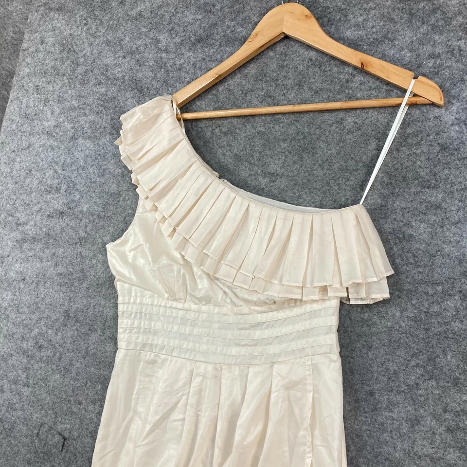 Vestido corto Double Zero para mujer talla S pequeño blanco crema con un hombro 31203 Foto 2 de 4