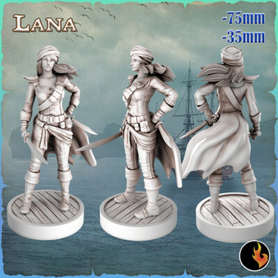 Lana, pirate girls - 1/24 75mm Large scale artistic/pinup resin model RKS3D