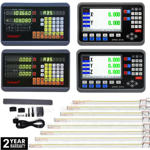 DRO 2/3 Axis Digital Readout 5µm Linear Scale 4"-80" for Bridgeport Mill Lathe - Afbeelding 1 van 57