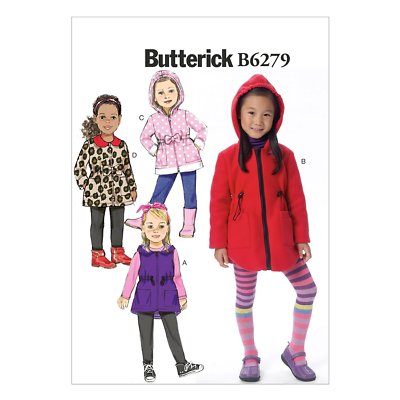 Butterick B6279 Child's Girl's Vest or Coat Hooded Sewing Pattern 2-5, 6-8