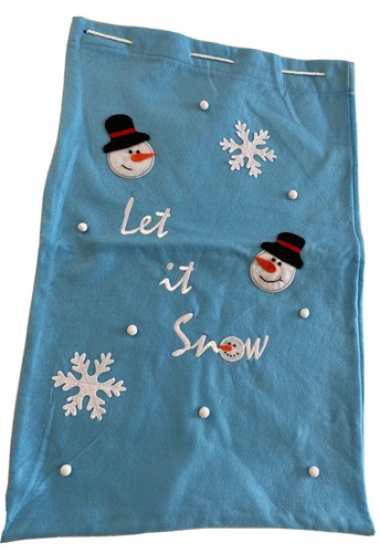 SAC CADEAU NEUF GRAND 18 par 28 LET IT SNOW épelé feutre bleu bonhomme de neige flocons de neige