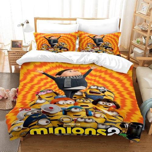 Gift Bed Set 2/3Pcs The Rise of Gru Minions Quilt Doona Cover Single Double Size - Picture 13 of 71