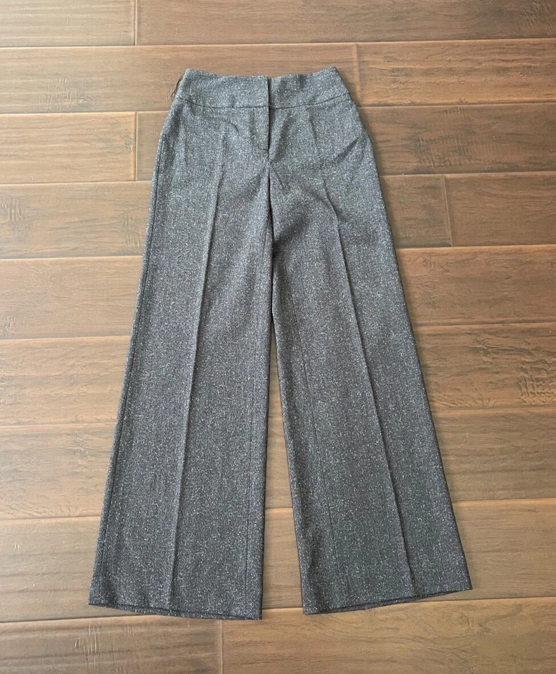 Pantalones Pantalones Pantalones de Pierna Ancha Moteados Gris Mercado Negro Casa Blanca Talla 0 Nuevos sin Etiquetas