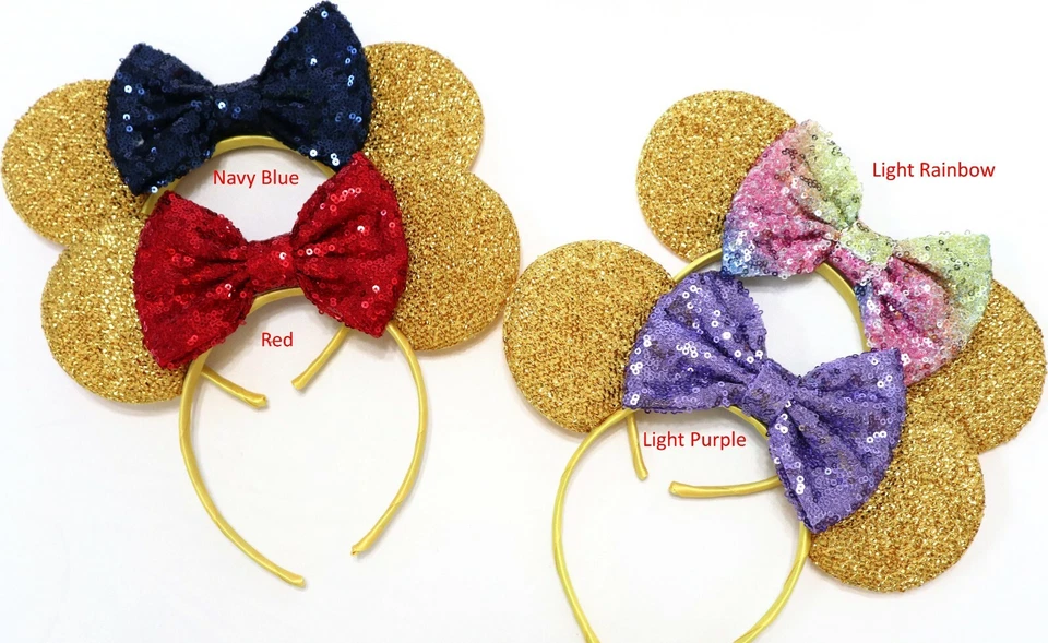 Orejas Minnie doradas, orejas doradas de Mickey Mouse, orejas doradas de Disney, orejas amarillas de Minnie Foto 4 de 4