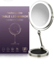 Double-Sided LED Lighted Rechargeable Makeup Mirror 1x/10x magnification