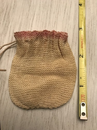 Vintage Estate Drawstring Pouch Purse Baby Doll Sized - Picture 4 of 5