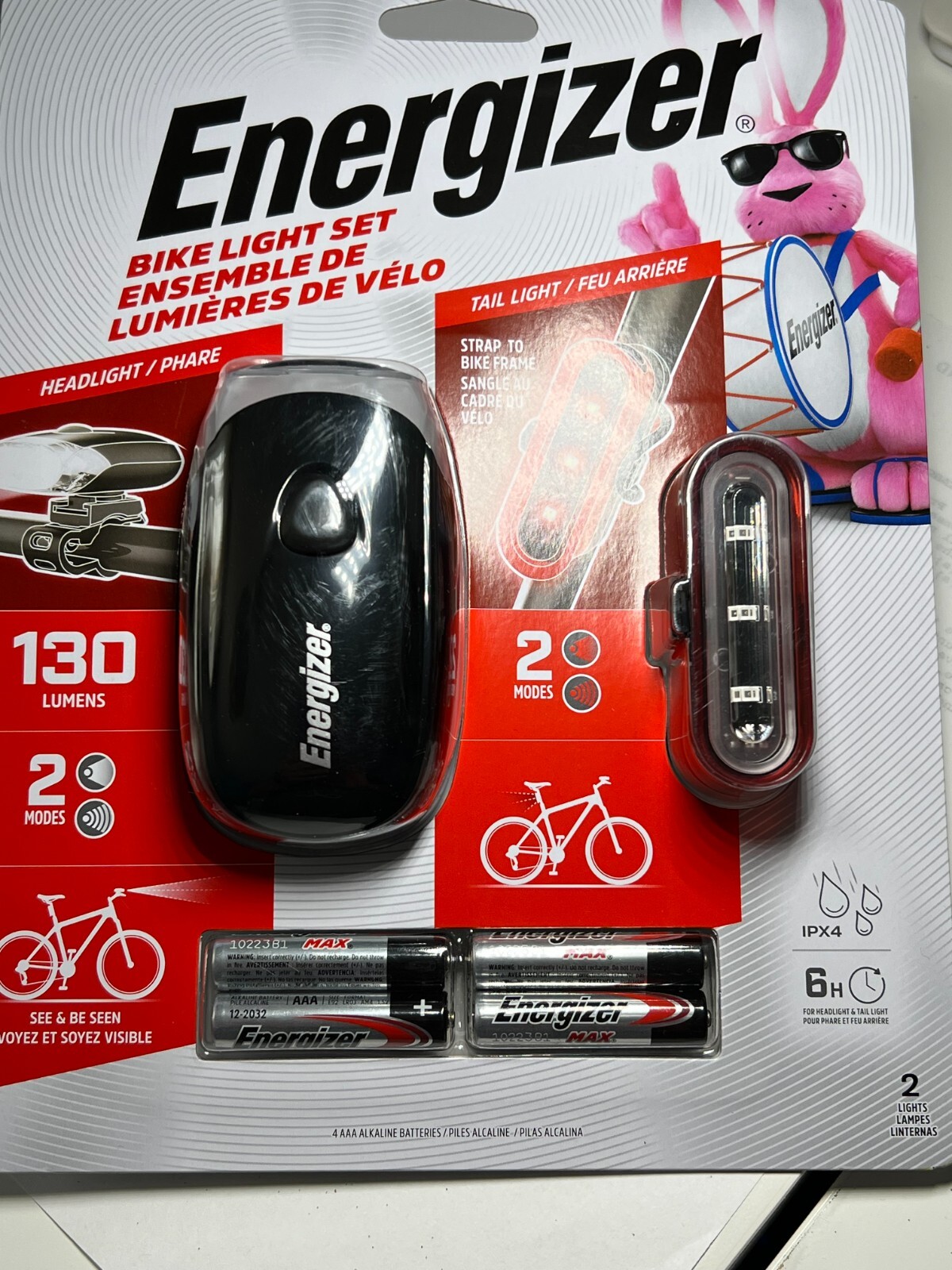 Energizer Bike Light Set 130 Lumens, 2 lights batteries included NIP eBay