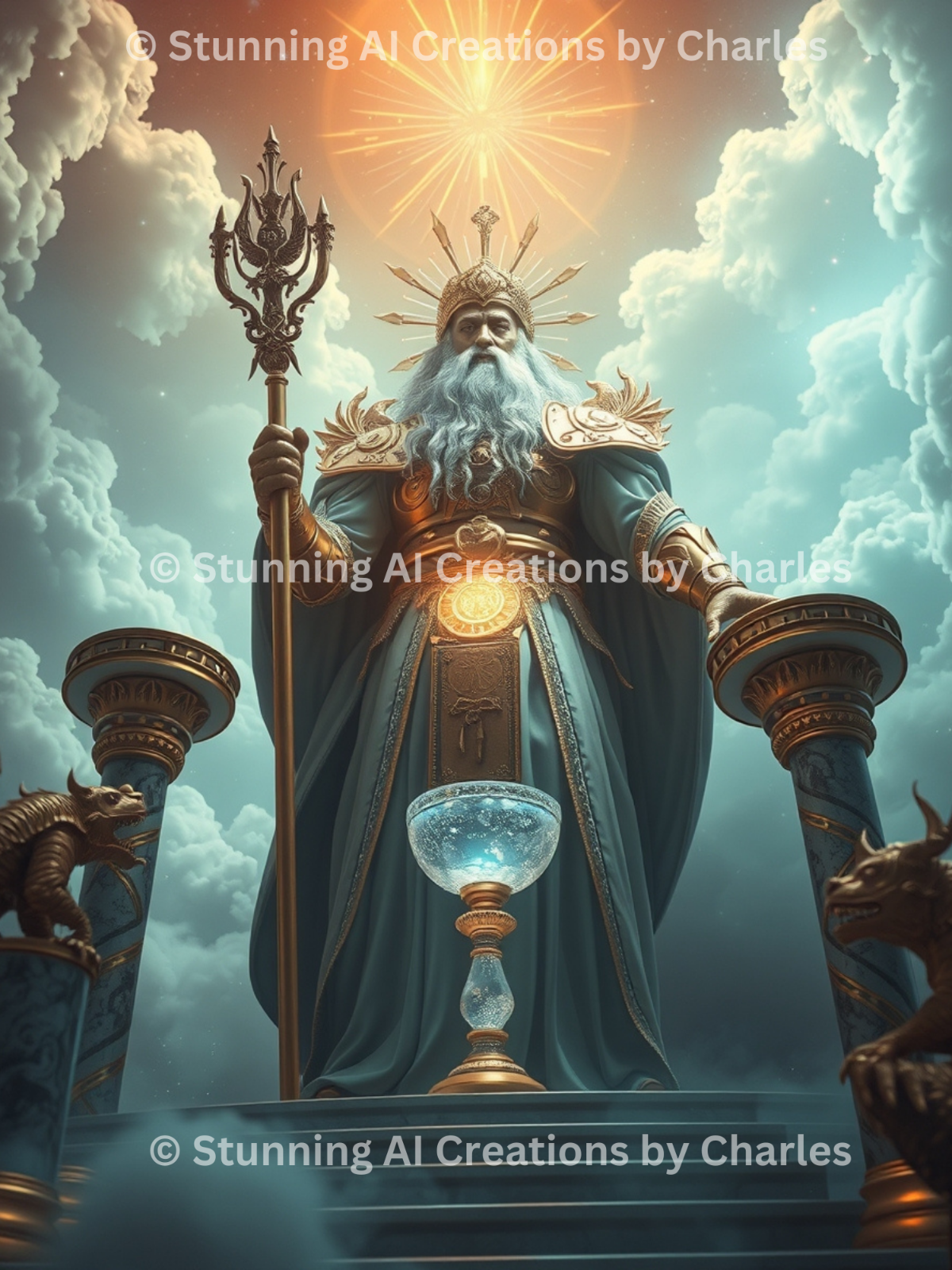 High-Resolution AI Art: Divine Deity Scene | Instant Digital Download