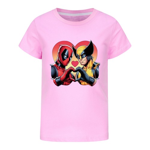 Kids Girls Boys Deadpool+Wolverine Casual Short Sleeve T-shirt Cotton Summer Top - Picture 31 of 49
