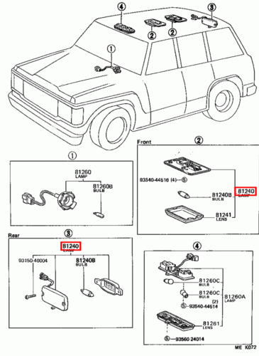 Genuine LandCruiser 75 70 78 60 Series Troopy Soft Top Front Interior Light Lamp - Picture 7 of 13