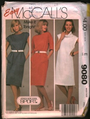 9080 Vintage McCalls Sewing Pattern Misses EASY Pullover Dress Jones New York