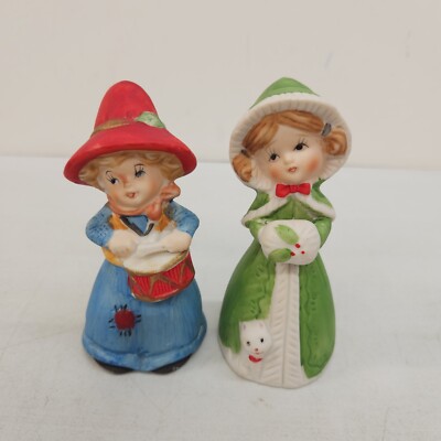 VTG Set Of 2 Jasco 1978 Merri Bells Fine Bisque Porcelain