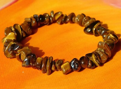 Handarbeit auf Bestellung - Edelstein Chip Perlen Armband - natürliches Tigerauge.