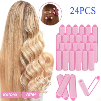 24pcs Soft Sponge Hair Curlers Foam Hairdressing Kits Styling Wave Rollers Tool