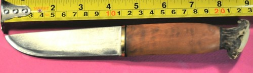 Nuevo cuchillo de caza hecho a mano por autor con mango de boj y funda de cuero de becerro - Imagen 4 de 11