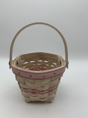 Longaberger White Wash Basket American Cancer Society with Plastic Liner 2001